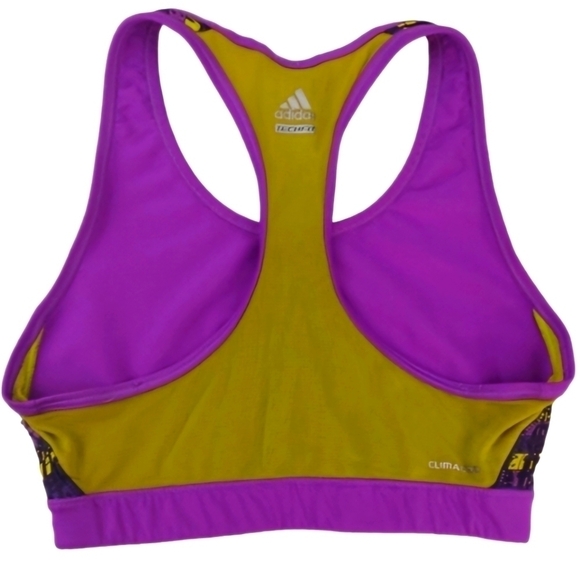 ADIDAS ATHLETE TECHFIT SPORTS BRA PURPLE N YELLOW - Picture 2 of 6